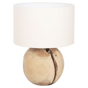Table lamp Oranye teak wood-white Pvc drop Φ40x53hcm Hm4421