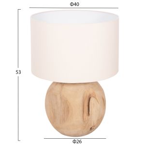 Table lamp Oranye teak wood-white Pvc drop Φ40x53hcm Hm4421