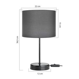 Table lamp Pwl-1183 E27 anthracite-black D22x36.5cm