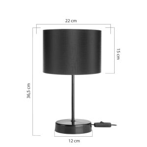 Table lamp Pwl-1183 ε27 black D22x36.5cm