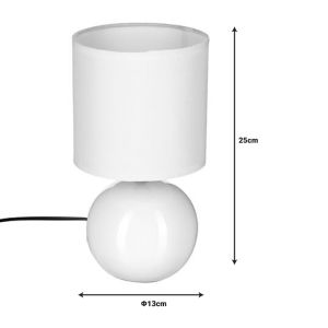Table lamp Pwl-1210 E14 60w ceramic in white gloss color D13x25cm