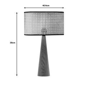 Table lamp Retroa wood and Pe rattan in natural color D24x38cm