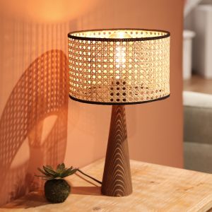 Table lamp Retroa wood and Pe rattan in natural color D24x38cm