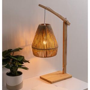 Table lamp Sean 40w bamboo in beige lampshade 32.5x18x56cm