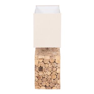 Table lamp Twiggy Hm4437 wooden rattan and white canvas 50.5x16x45.5cm.