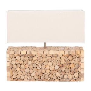 Table lamp Twiggy Hm4437 wooden rattan and white canvas 50.5x16x45.5cm.