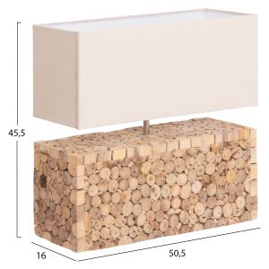 Table lamp Twiggy Hm4437 wooden rattan and white canvas 50.5x16x45.5cm.