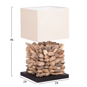Table lamp Twiggy Naturally Hm4425 Driftwood, white shade 24x24x46hcm.