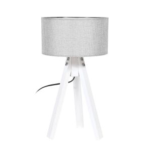 Table lamp in gray color with white base, dimensions 25x45.5cm