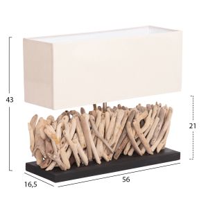 Rectangular table lamp Twiggy Naturally Hm4434 Driftwood white hat Cap 56x16.5x43hcm.