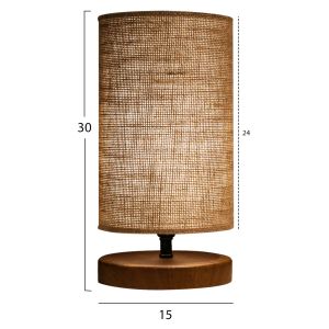 Table lamp with brown base and sand-colored raffia cover, Hm7596,01