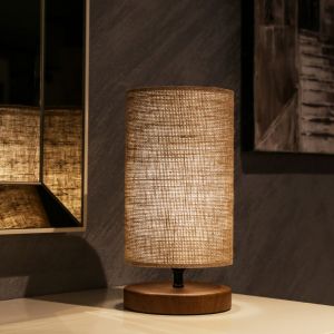 Table lamp with brown base and sand-colored raffia cover, Hm7596,01