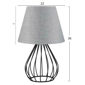 Table lamp with black metal body and light gray textile cover, Hm7604,02