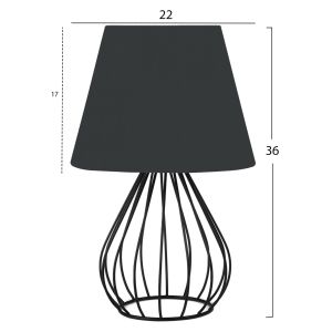 Table lamp with black metal body and black textile cover, Hm7604,01