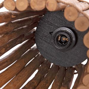 Cylindrical table lamp Gwyn Hm4435 wooden rattan branches in natural color Φ18.5x28.5cm.