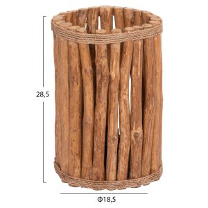 Cylindrical table lamp Gwyn Hm4435 wooden rattan branches in natural color Φ18.5x28.5cm.