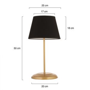 Metal table lamp with black shade Hm7569,02 25x50hcm