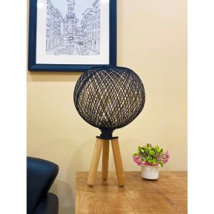 Wooden night lamp with black ropes Hm7378.01 D24x42υ