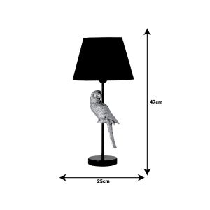 Night lamp with parrot Birdly Inart E27 color black/gold D25x47cm