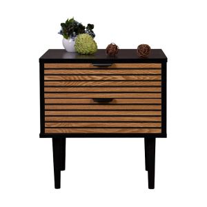 BEDSIDE TABLE Brooklyn Black-Natural 48x35x50cm