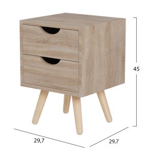 Dinkl bedside table, Hm2472.01, melamine-2 drawers, sonema, 29.7x29.7x45hcm