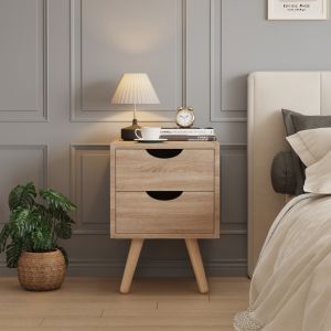 Dinkl bedside table, Hm2472.01, melamine-2 drawers, sonema, 29.7x29.7x45hcm