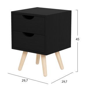 Dinkl bedside table, Hm2472.02, melamine-2 drawers, wine, 29.7x29.7x45hcm