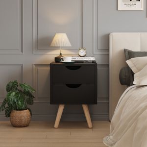 Dinkl bedside table, Hm2472.02, melamine-2 drawers, wine, 29.7x29.7x45hcm
