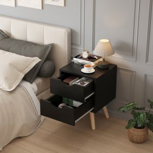 Dinkl bedside table, Hm2472.02, melamine-2 drawers, wine, 29.7x29.7x45hcm