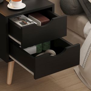 Dinkl bedside table, Hm2472.02, melamine-2 drawers, wine, 29.7x29.7x45hcm