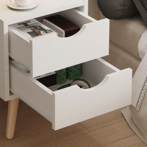 Dinkl bedside table, Hm2472.03, melamine-2 drawers, white, 29.7x29.7x45hcm