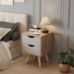 Dinkl bedside table, Hm2472.05, melamine-2 drawers, sonema-gray, 29.7x29.7x45hcm