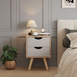 Dinkl bedside table, Hm2472.05, melamine-2 drawers, sonema-gray, 29.7x29.7x45hcm
