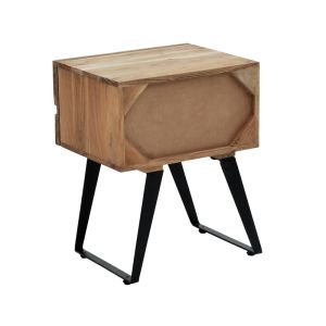 Imena bedside table made of solid acacia wood in a natural shade with black metal legs 45x35x56cm