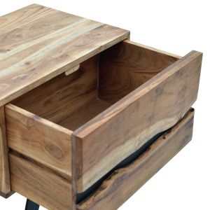 Imena bedside table made of solid acacia wood in a natural shade with black metal legs 45x35x56cm