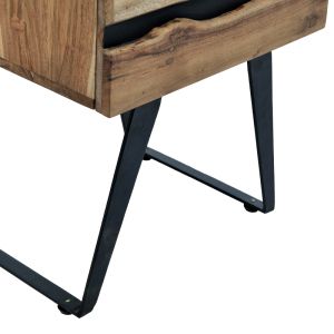 Imena bedside table made of solid acacia wood in a natural shade with black metal legs 45x35x56cm