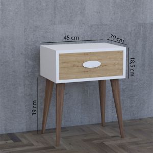 Нощно шкафче Labow с чекмедже цвят орех-бяло-сонома 45x30x57,5cm