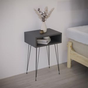 Нощно шкафче Naida в антрацит - черен цвят метални крака 40x30x59см