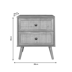 Нощно шкафче Oslo-b цвят сонома пдч и естествен ратан 50x39x55cм