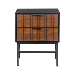 Нощно шкафче с 2 чекмеджета Fl2405 цвят черно-сив дъб 48x40x60см
