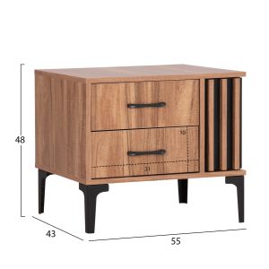Harry series bedside table, natural wood-black color 55x43x48hcm Hm2487.01