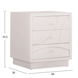 Nightstand Santorini series Hm18047 MDF white color-3 drawers 48x38x55.5hcm