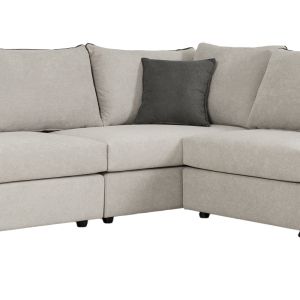 Reversible polymorphic sofa London light gray fabric-gray cushions 296x246x95cm