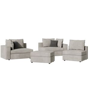 Reversible polymorphic sofa London light gray fabric-gray cushions 296x246x95cm
