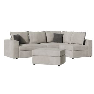 Reversible polymorphic sofa London light gray fabric-gray cushions 296x246x95cm
