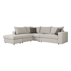 Reversible polymorphic sofa London light gray fabric-gray cushions 296x246x95cm