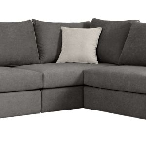 Reversible polymorphic sofa London gray fabric-light gray cushions 296x246x95cm
