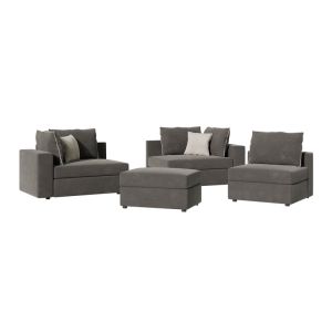 Reversible polymorphic sofa London gray fabric-light gray cushions 296x246x95cm