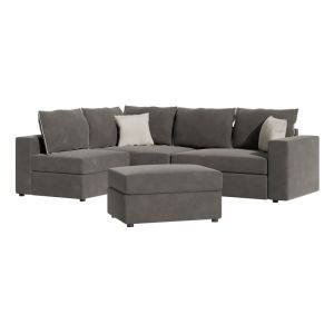 Reversible polymorphic sofa London gray fabric-light gray cushions 296x246x95cm