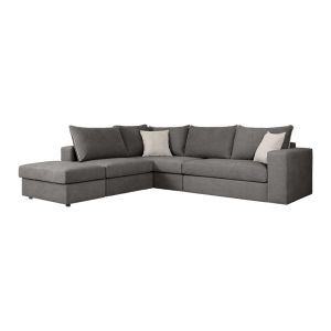 Reversible polymorphic sofa London gray fabric-light gray cushions 296x246x95cm